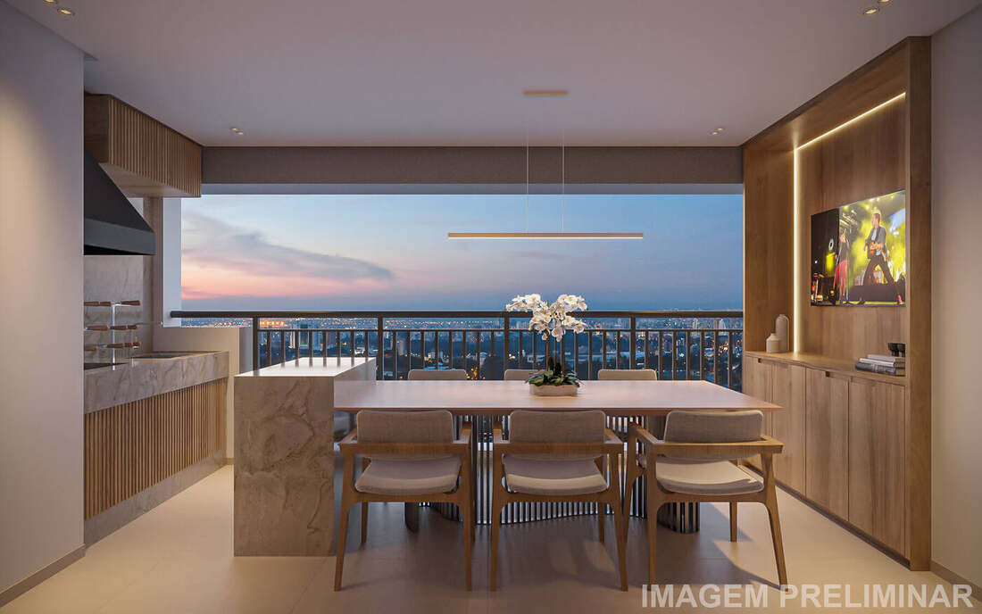 Terraço do apartamento decorado de 96 m², 2 dormitórios, Residences