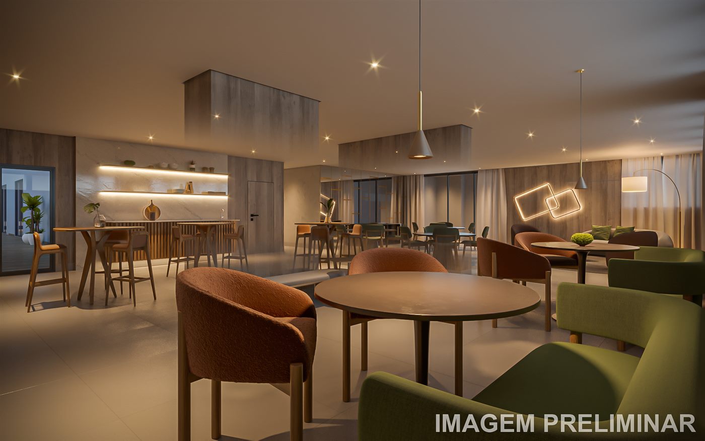 Salão de festas com 171m²