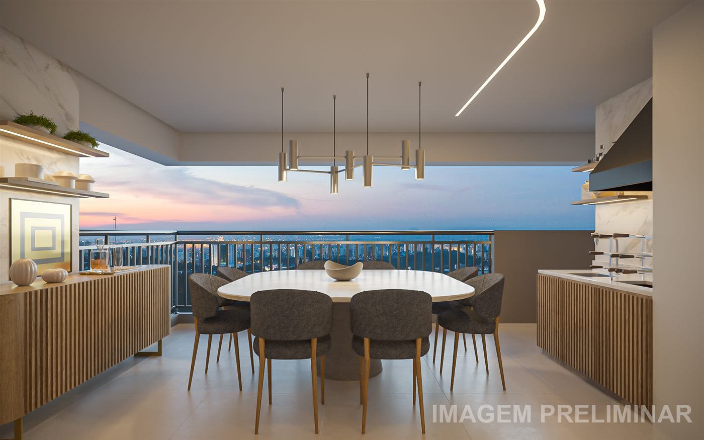 Terraço do apartamento decorado de 113 m², opção ampliada, Torre 1