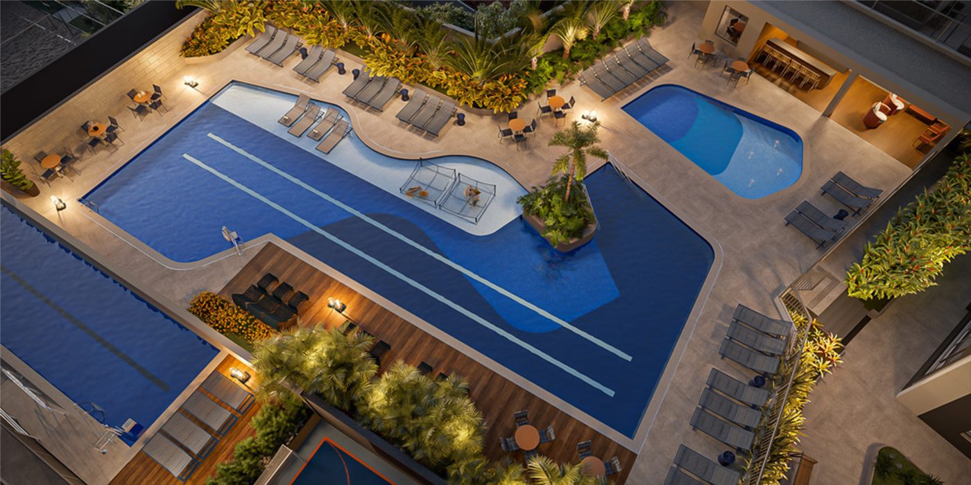 Piscina adulto com raia de 25m do Bosque Santa Cruz