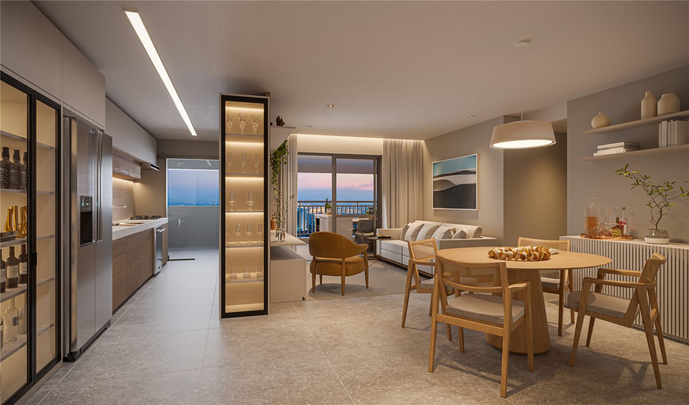 Living do apartamento decorado de 131 m², Residences