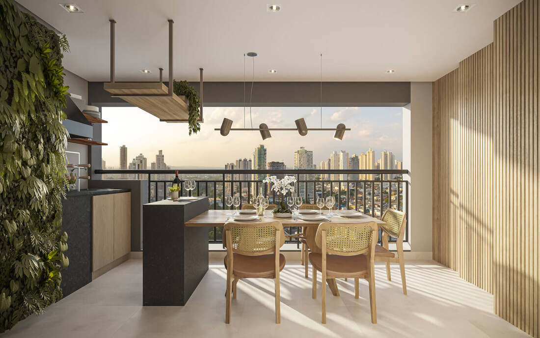Terraço gourmet decorado, apartamento Club Station Parque Vila Ema