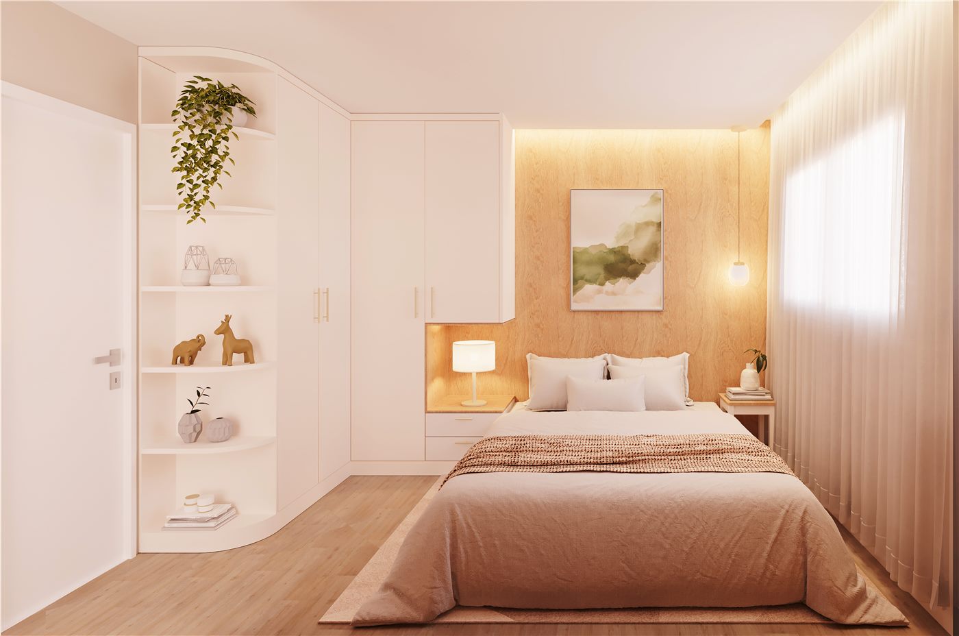 Dormitório do apartamento decorado Tipo 1