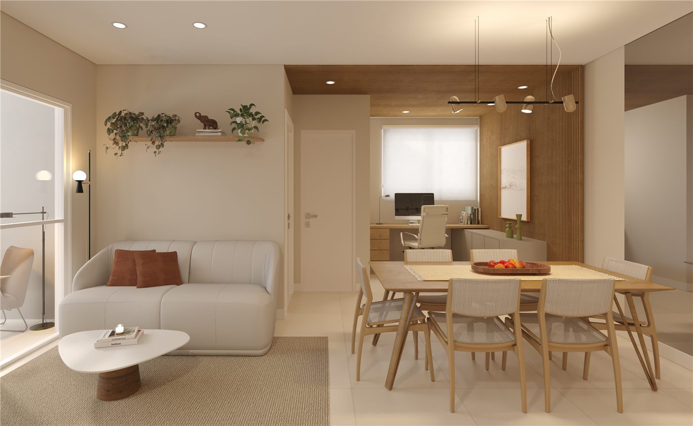 Living do apartamento decorado Tipo 3