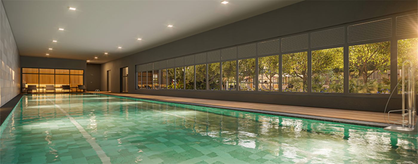 Piscina coberta com raia de 25m do Grand High Residences