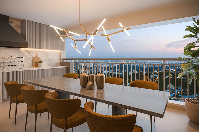 Terraço do apartamento decorado de 120 m², 3 suítes, Torre 2