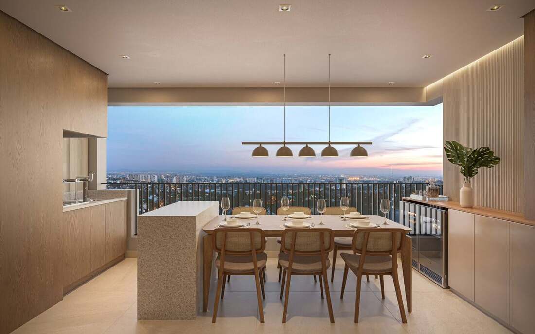 Living do apartamento decorado de 88 m², 2 dormitórios com 1 suíte, Torre 2, Residences