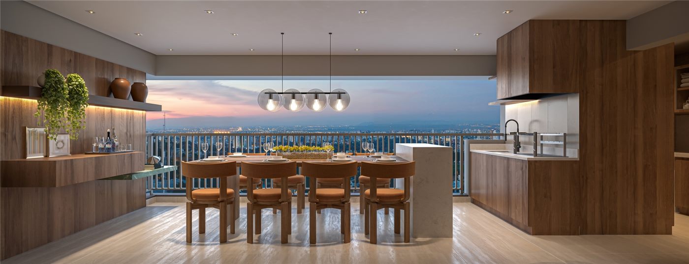 Terraço do apartamento decorado de 131 m², 3 suítes, Residences