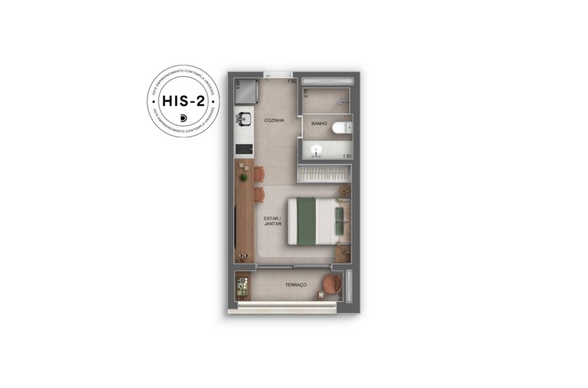 Planta — 27 m², Studio, Smart Spaces
