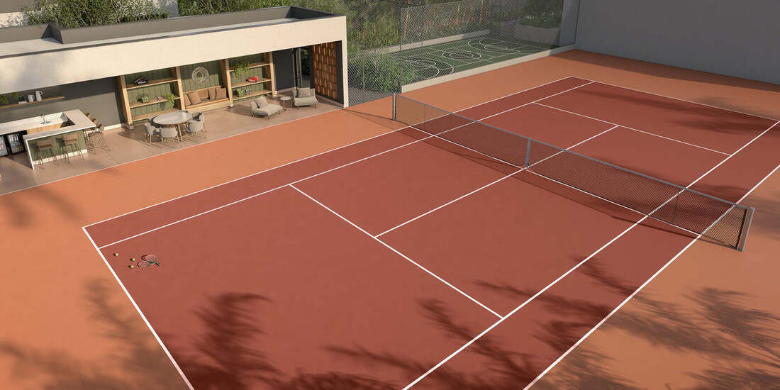Quadra de tênis com marcação para pickleball, Residences