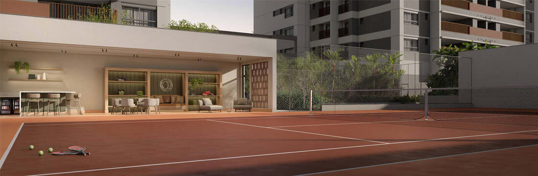 Quadra de tênis com marcação para pickleball, vista 2, Residences
