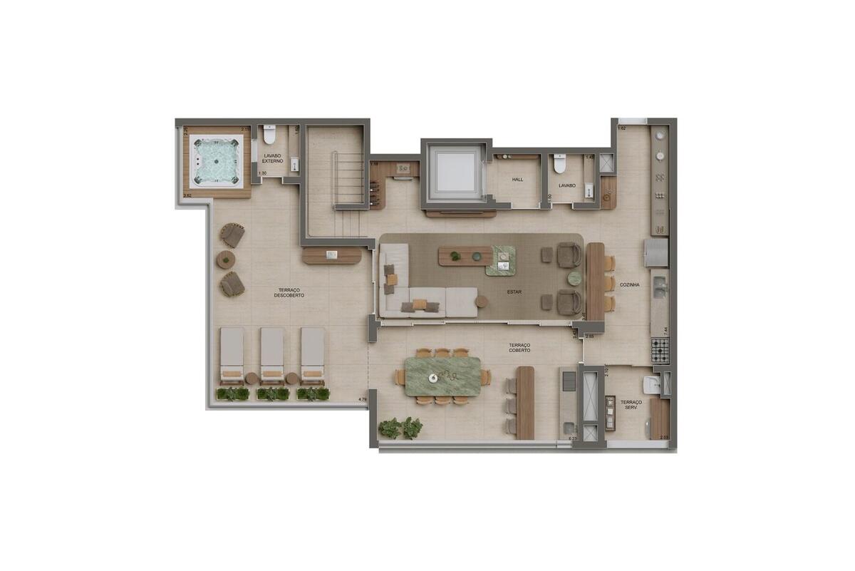 Planta — 260 m², 4 dormitórios (2 suítes), Duplex superior, Residences