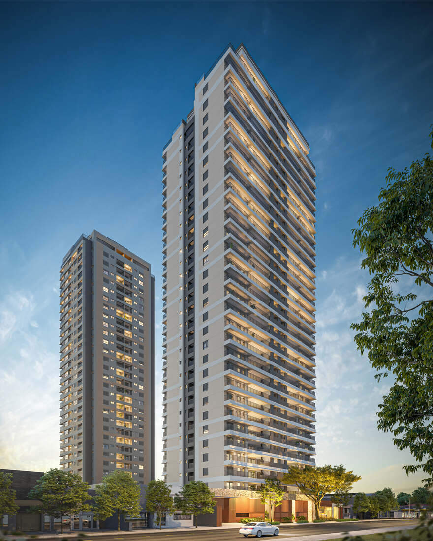 Fachada da Torre 1, Moná Mooca Residences