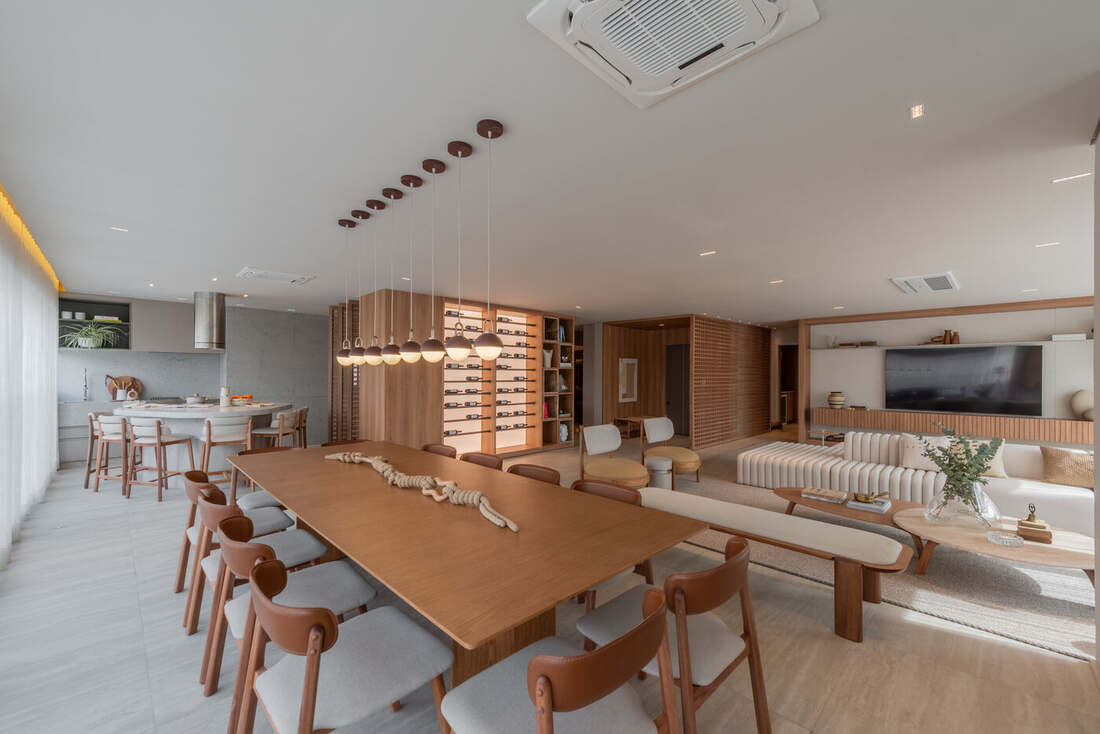 Living do apartamento decorado de 268 m², Moná Mooca Residences