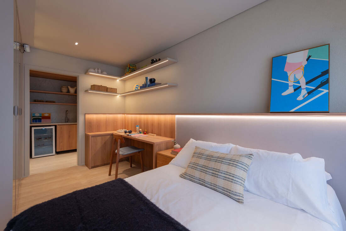 Suíte 3 do apartamento decorado de 268 m², Moná Mooca Residences