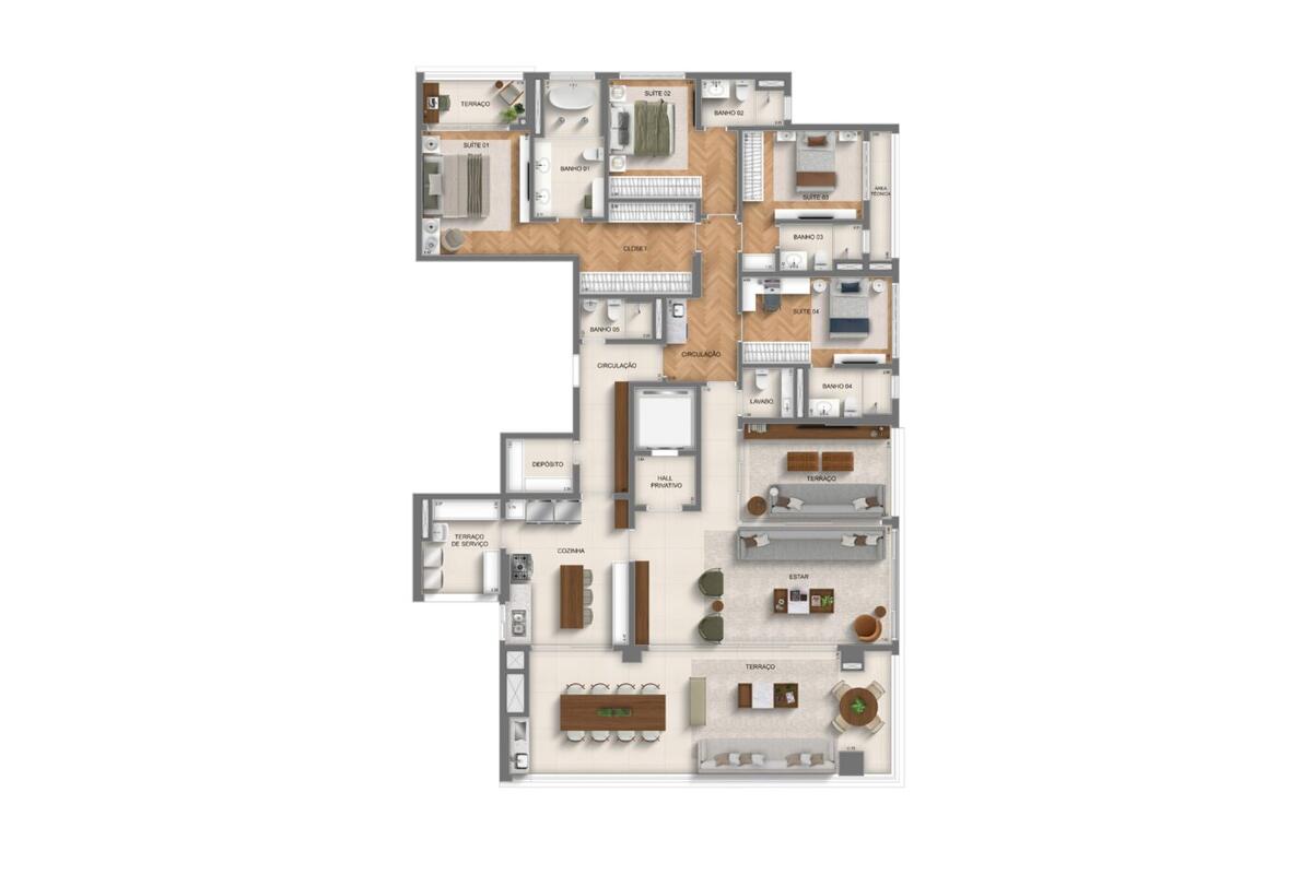 Planta — 268 m², 4 suítes, Residences