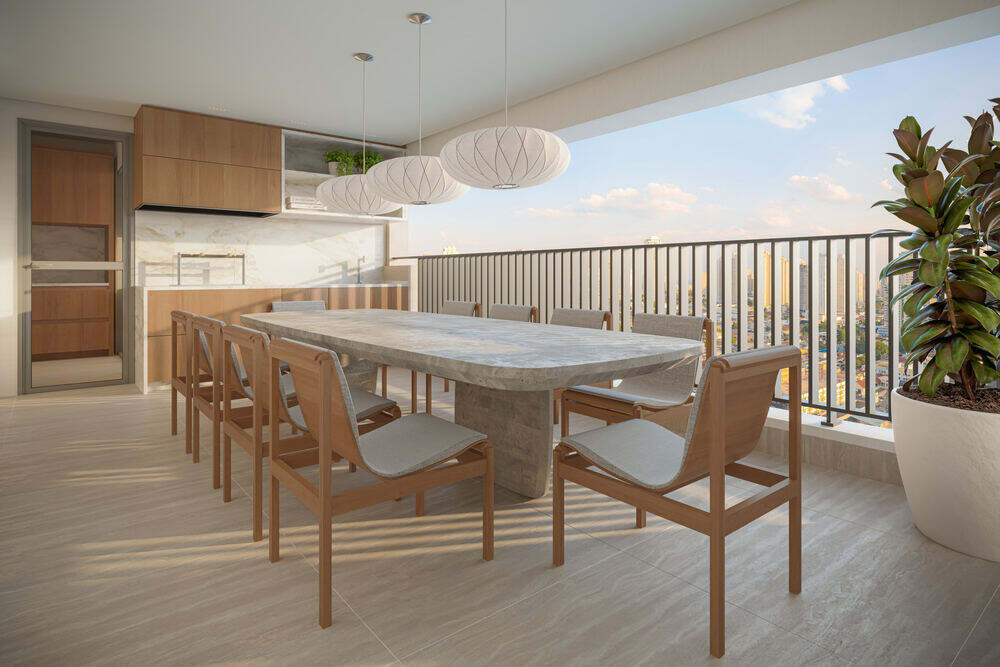 Terraço do apartamento decorado de 137 m², 3 suítes, Moná Mooca Residences