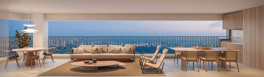 Living do apartamento decorado de 268 m², 4 suítes, Moná Mooca Residences