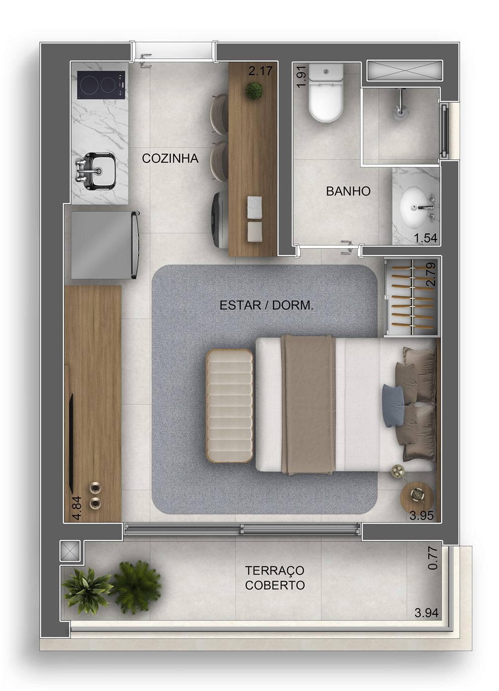 Planta — 26 m², Studio, Home Spaces
