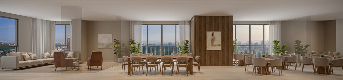Salão de festas com copa, terraço e espaço para bar, 230m², Parque Diálogo Vila Ema Residences