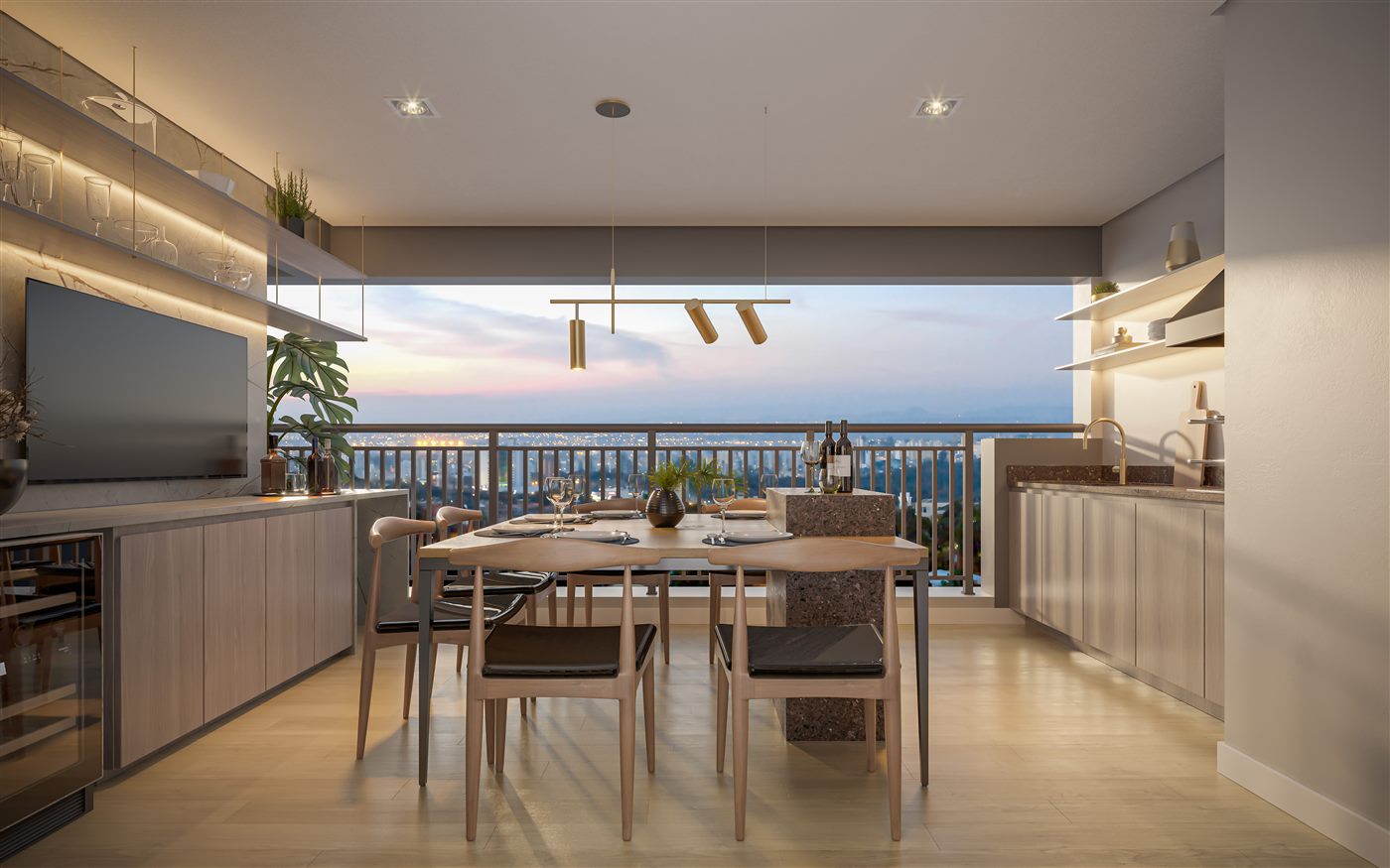 Terraço do apartamento decorado de 108 m², 3 suítes com lavabo, padrão, Residences