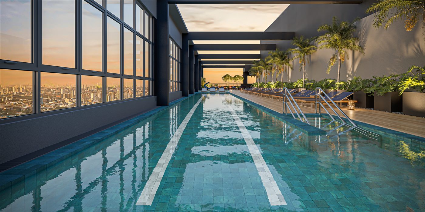 Piscina com raia de 25m do The Grand Padre Adelino