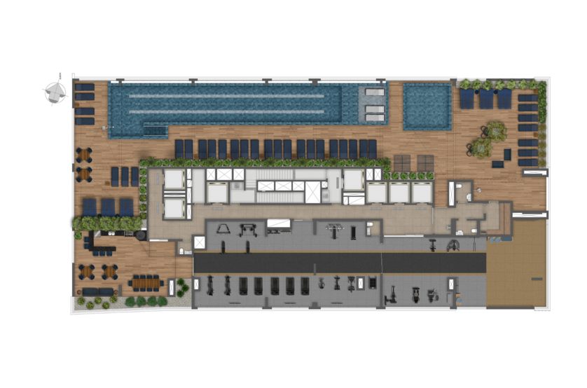 Implantação — 32º Pavimento, piscina e fitness, The Grand Padre Adelino