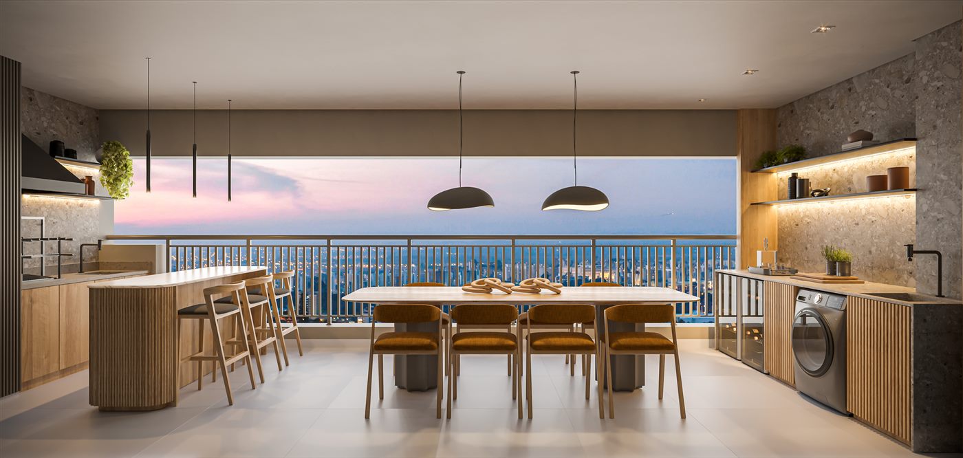 Terraço do apartamento decorado de 74 m², 1 suíte, The Grand Padre Adelino