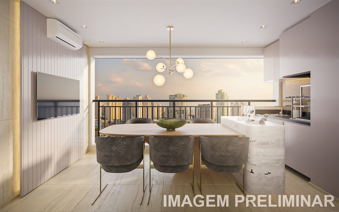 Terraço do apartamento decorado de 103,36 m², 3 suítes