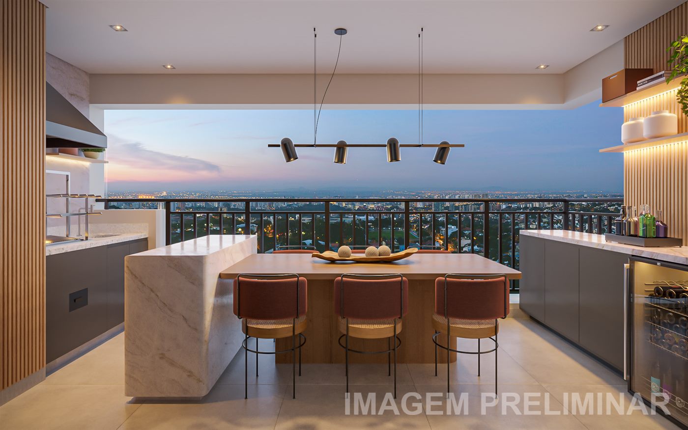 Terraço do apartamento decorado de 2 dormitórios (1 suíte)