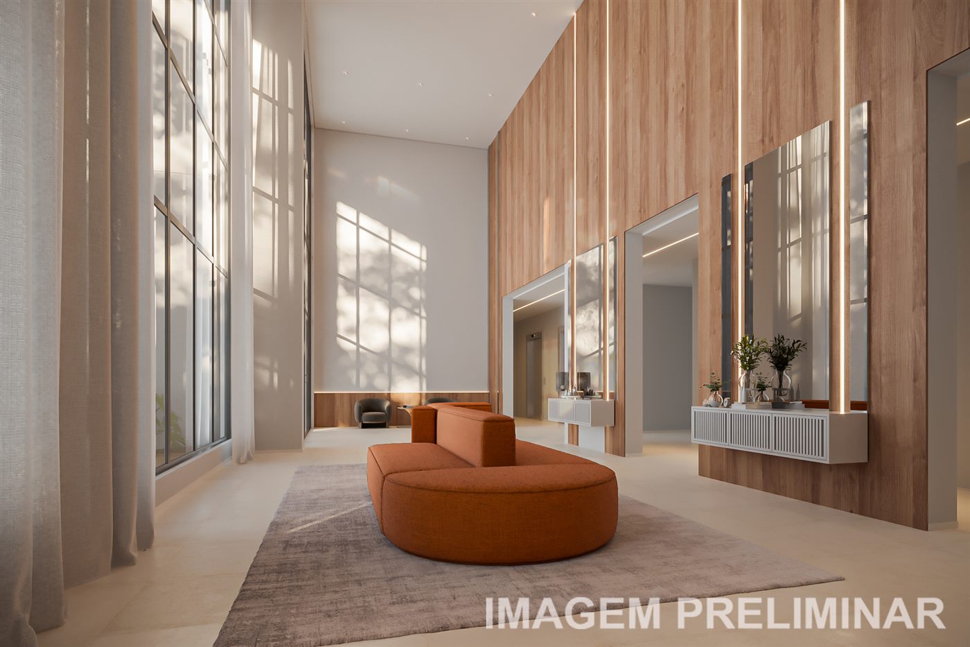 Lobby com pé direito duplo, Home