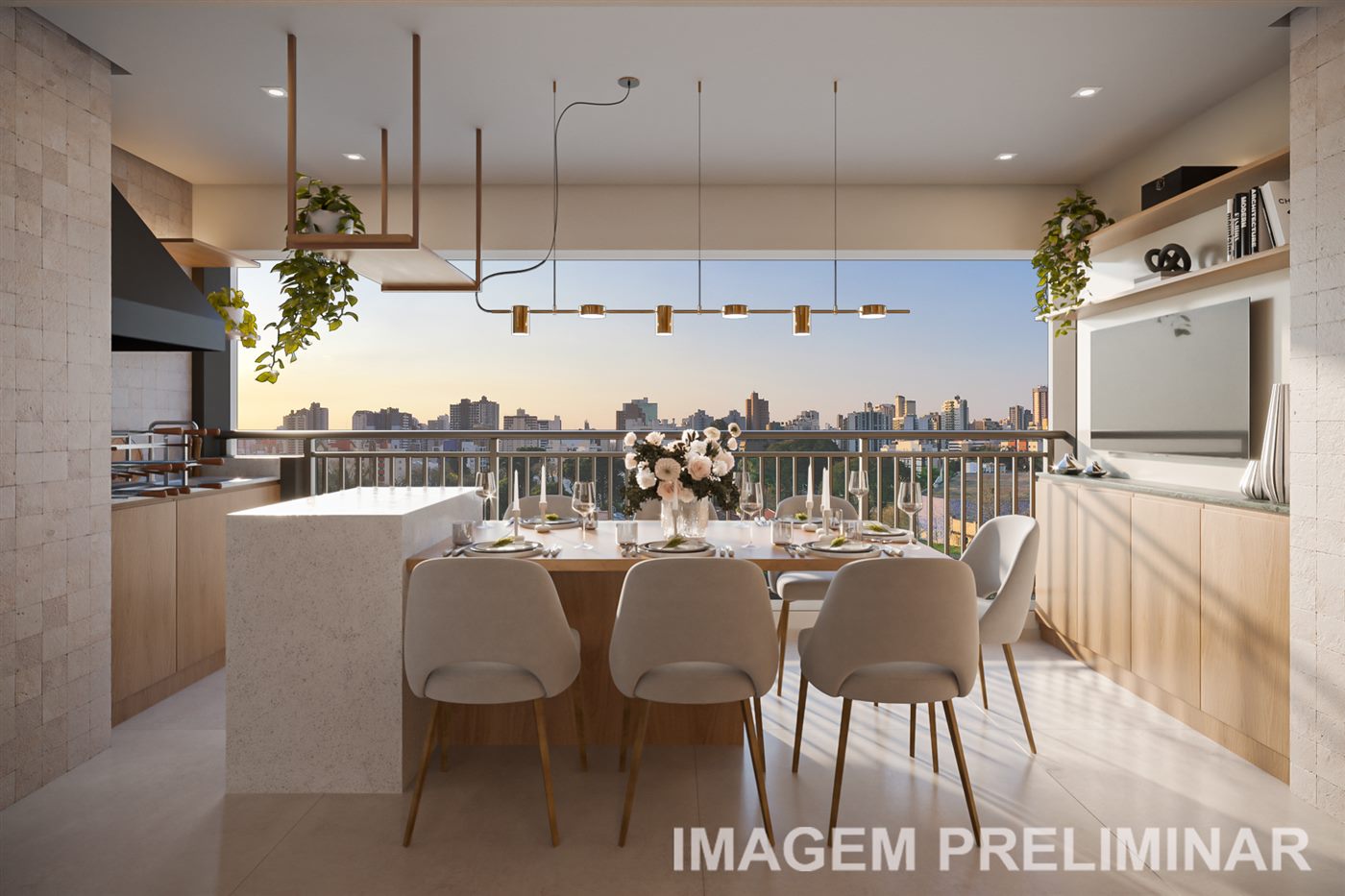 Terraço do apartamento decorado de 91 m², 3 dormitórios (1 suíte), opção ampliada, Home